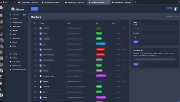 Agency team efficiently managing multiple OnlyFans accounts using OnlyMonster's streamlined workspace.