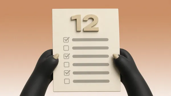 Illustration of a black cat holding a checklist marked “12,” representing 12 questions for choosing a Creator Operations Platform.